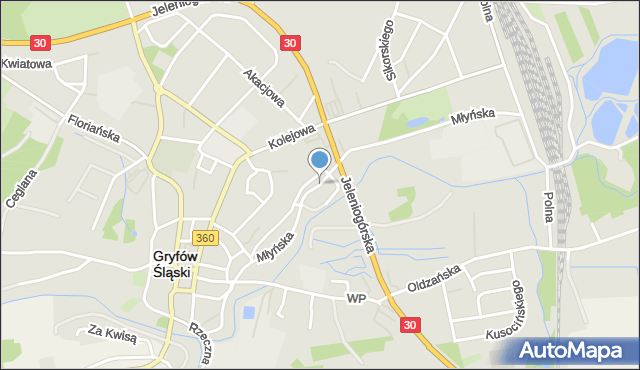 Gryfów Śląski, Młyńska, mapa Gryfów Śląski