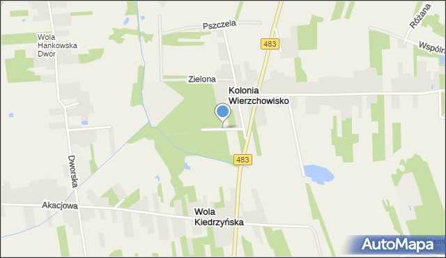 Kolonia Wierzchowisko gmina Mykanów, Młodości, mapa Kolonia Wierzchowisko gmina Mykanów