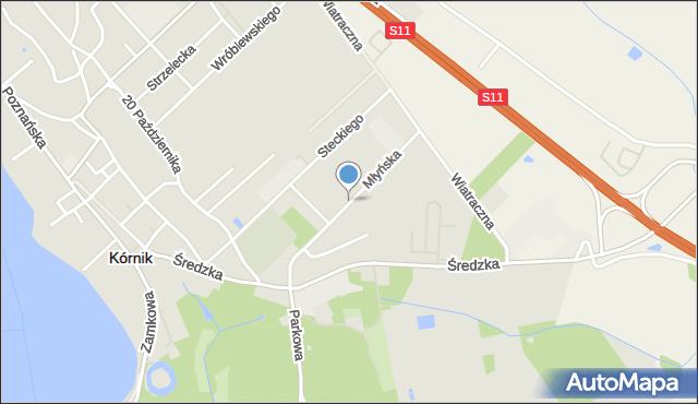 Kórnik, Młyńska, mapa Kórnik