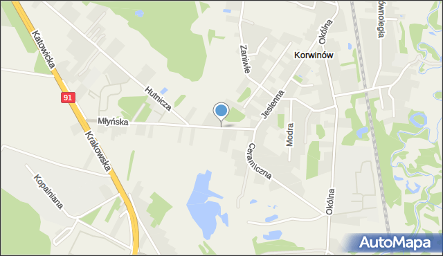 Korwinów, Młyńska, mapa Korwinów