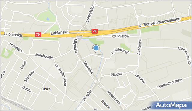 Kraków, Młyńska Boczna, mapa Krakowa