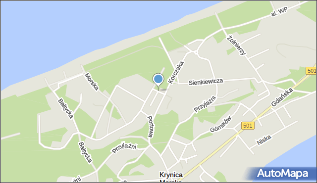 Krynica Morska, Młodzieży, mapa Krynica Morska