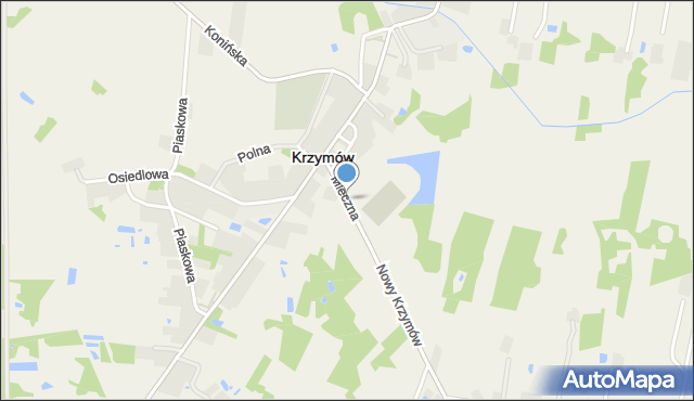 Krzymów powiat koniński, Mleczna, mapa Krzymów powiat koniński