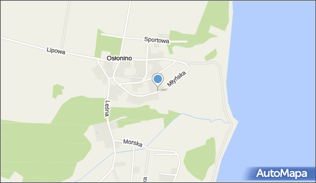 Osłonino, Młyńska, mapa Osłonino