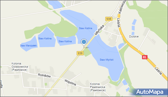 Pawłowice powiat pszczyński, Młyńska, mapa Pawłowice powiat pszczyński