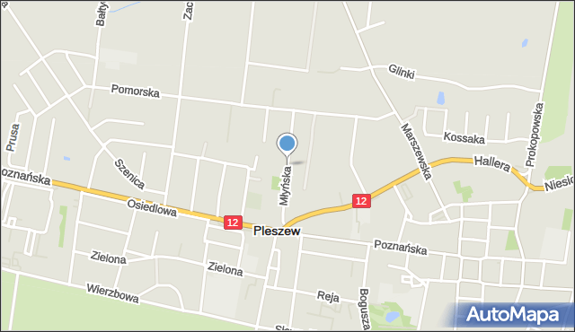 Pleszew, Młyńska, mapa Pleszew