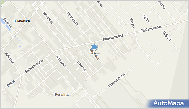 Plewiska gmina Komorniki, Młyńska, mapa Plewiska gmina Komorniki