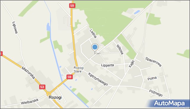 Rozogi powiat szczycieński, Młodej Polski, mapa Rozogi powiat szczycieński