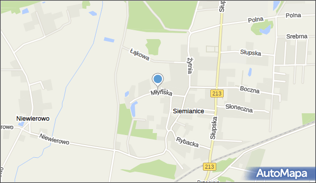 Siemianice gmina Redzikowo, Młyńska, mapa Siemianice gmina Redzikowo