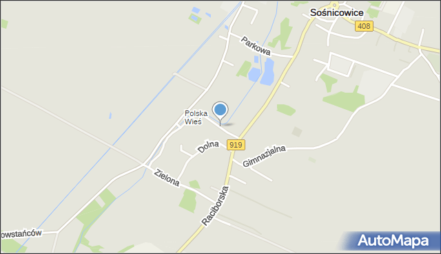 Sośnicowice, Młyńska, mapa Sośnicowice