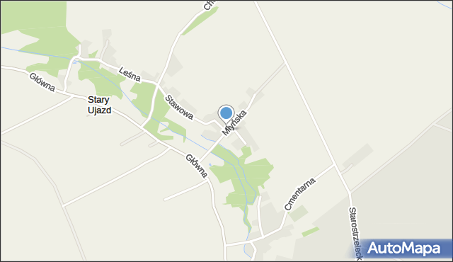Stary Ujazd, Młyńska, mapa Stary Ujazd
