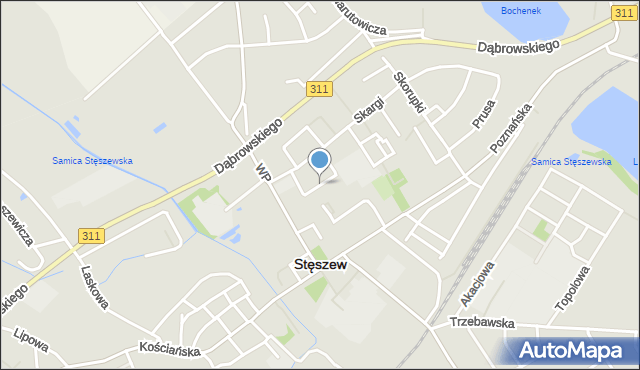 Stęszew, Młodych Przemysłowców, mapa Stęszew