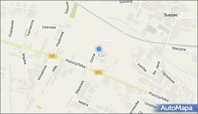 Suszec powiat pszczyński, Mleczarska, mapa Suszec powiat pszczyński