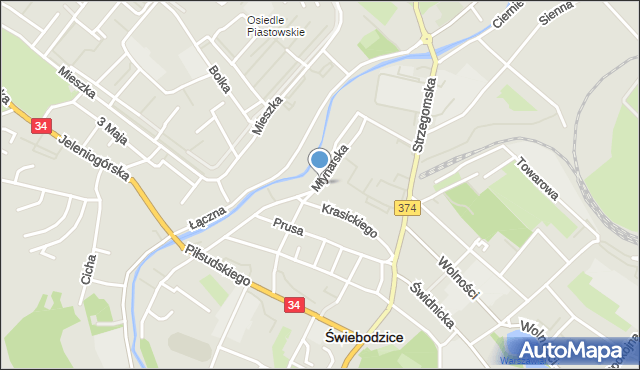 Świebodzice, Młynarska, mapa Świebodzice