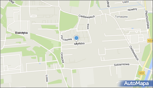 Warszawa, Młyńska, mapa Warszawy