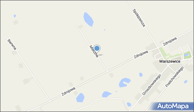 Warszewice gmina Łubianka, Mleczna, mapa Warszewice gmina Łubianka