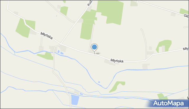 Wąsice, Młyńska, mapa Wąsice