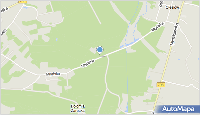 Żarki powiat myszkowski, Młyńska, mapa Żarki powiat myszkowski