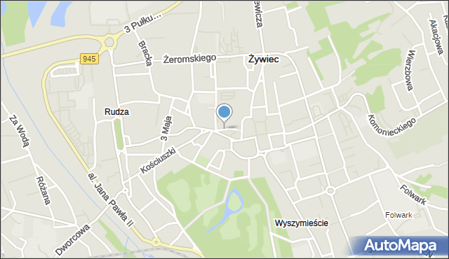 Żywiec, Młyńska, mapa Żywiec