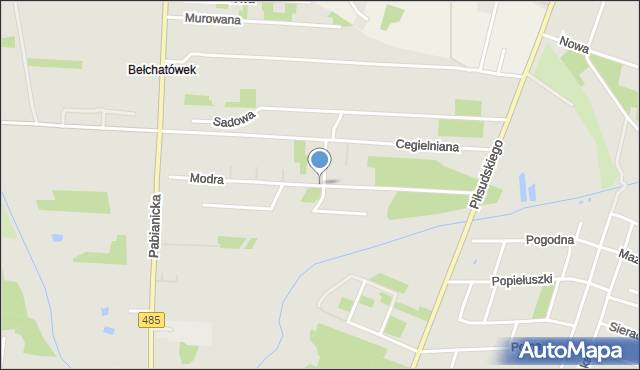 Bełchatów, Modra, mapa Bełchatów