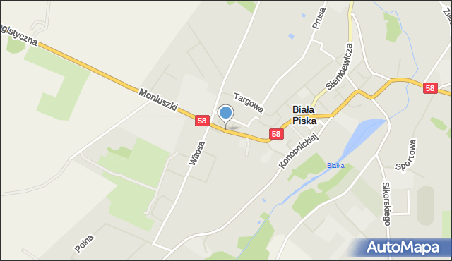 Biała Piska, Moniuszki Stanisława, mapa Biała Piska