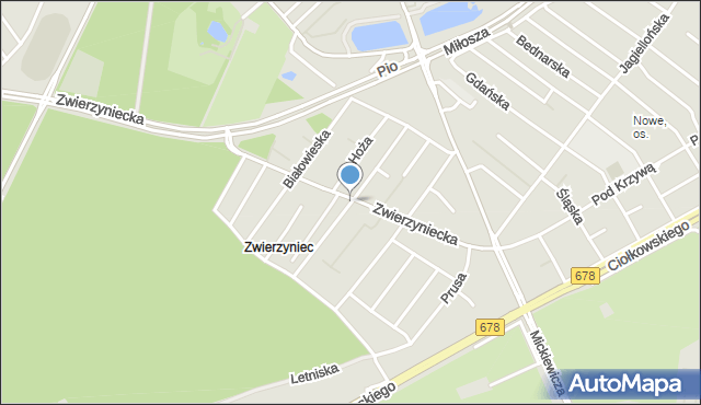 Białystok, Modrzewiowa, mapa Białegostoku