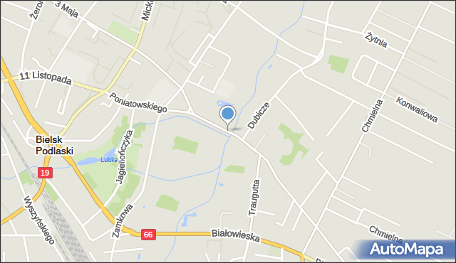 Bielsk Podlaski, Most Bajko Konstantego, ks., mapa Bielsk Podlaski