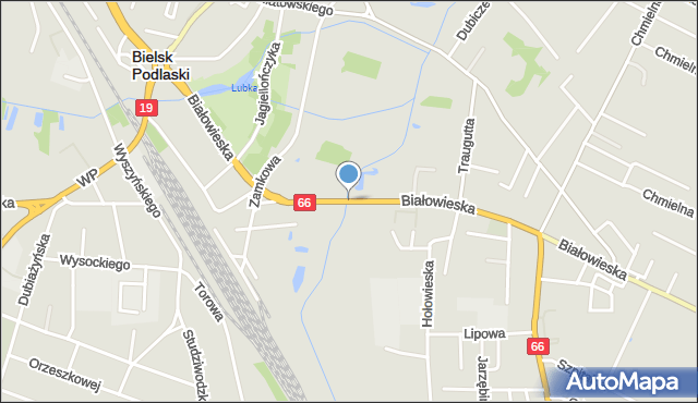 Bielsk Podlaski, Most Siedzikówny Danuty, ppor., mapa Bielsk Podlaski