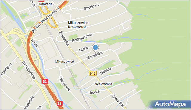 Bielsko-Biała, Monterska, mapa Bielsko-Białej