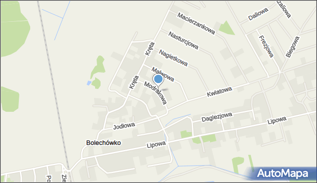 Bolechówko, Modrakowa, mapa Bolechówko