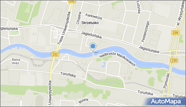 Bydgoszcz, Most Esperanto, mapa Bydgoszczy