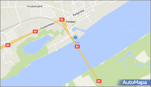 Bydgoszcz, Most Fordoński im. Rudolfa Modrzejewskiego, mapa Bydgoszczy