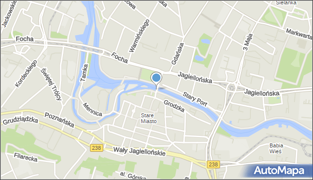 Bydgoszcz, Most Staromiejski im. Jerzego Sulimy-Kamińskiego, mapa Bydgoszczy