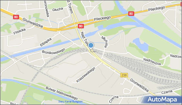 Bydgoszcz, Most Św. Antoniego z Padwy, mapa Bydgoszczy