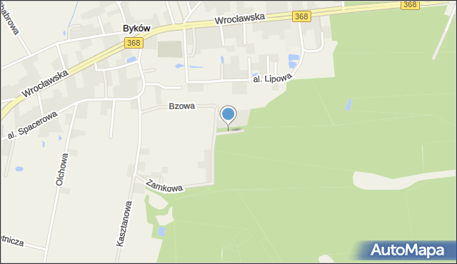 Byków, Modrzewiowa, mapa Byków