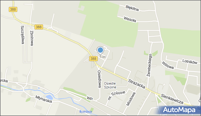Bystrzyca Kłodzka, Modrzewiowa, mapa Bystrzyca Kłodzka