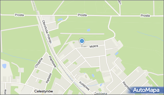 Celestynów powiat otwocki, Mokra, mapa Celestynów powiat otwocki