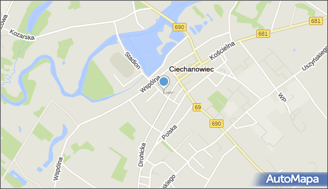 Ciechanowiec, Mostowa, mapa Ciechanowiec