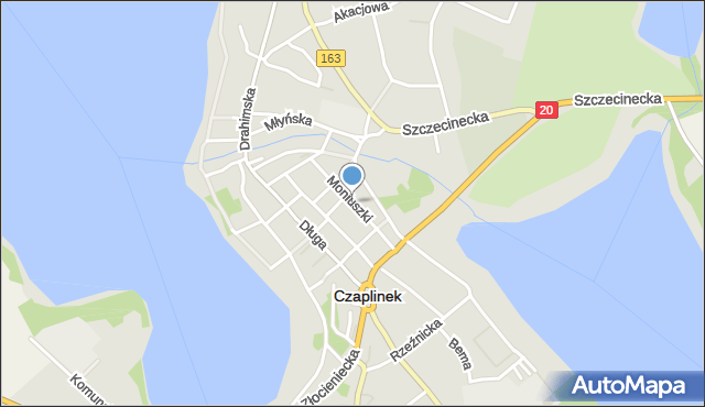 Czaplinek powiat drawski, Moniuszki Stanisława, mapa Czaplinek powiat drawski