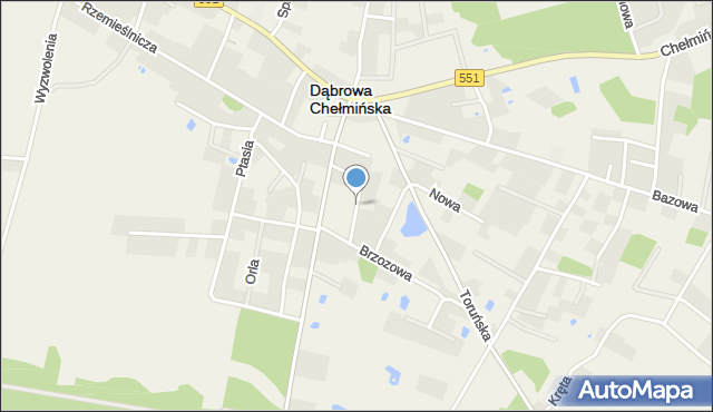 Dąbrowa Chełmińska, Modrakowa, mapa Dąbrowa Chełmińska