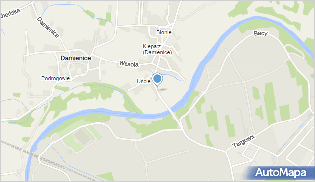 Damienice, Mostowa, mapa Damienice