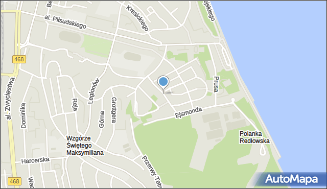 Gdynia, Moniuszki Stanisława, mapa Gdyni