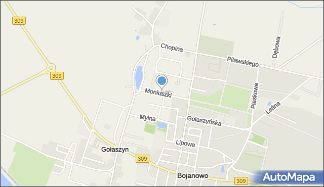 Gołaszyn gmina Bojanowo, Moniuszki Stanisława, mapa Gołaszyn gmina Bojanowo