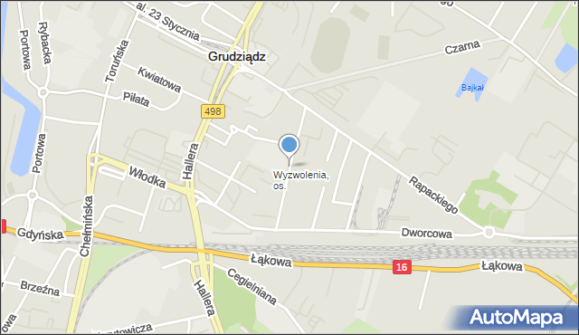 Grudziądz, Moniuszki Stanisława, mapa Grudziądza
