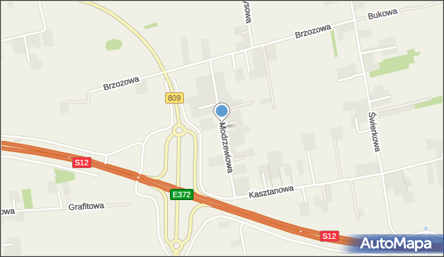 Jakubowice Konińskie, Modrzewiowa, mapa Jakubowice Konińskie