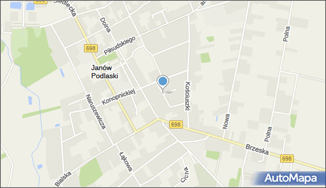 Janów Podlaski, Moniuszki Stanisława, mapa Janów Podlaski