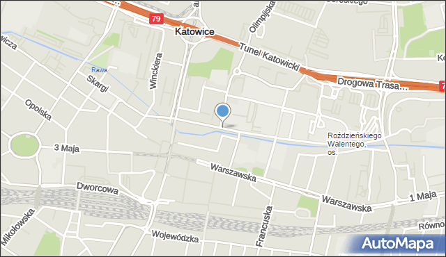 Katowice, Moniuszki Stanisława, mapa Katowic