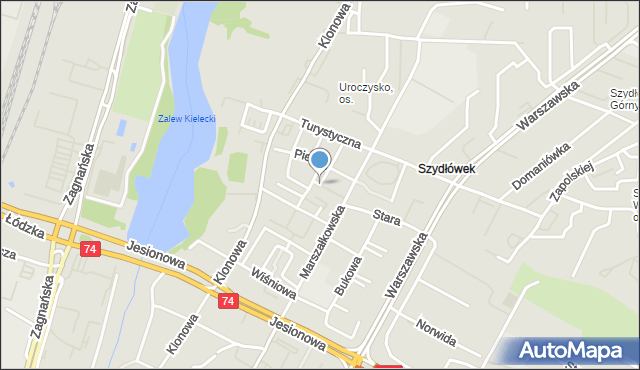 Kielce, Modrzewiowa, mapa Kielc