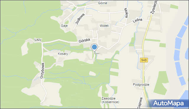 Kobiernice, Modrzewiowa, mapa Kobiernice