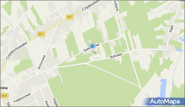 Konopiska powiat częstochowski, Modrzewiowa, mapa Konopiska powiat częstochowski